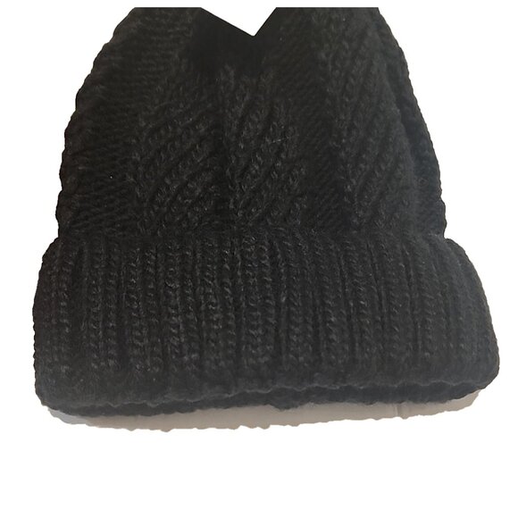 3 pack WEST LOOP fuzzy faux fur Pom pom Hats womens girls cable knit black gray - Picture 6 of 6